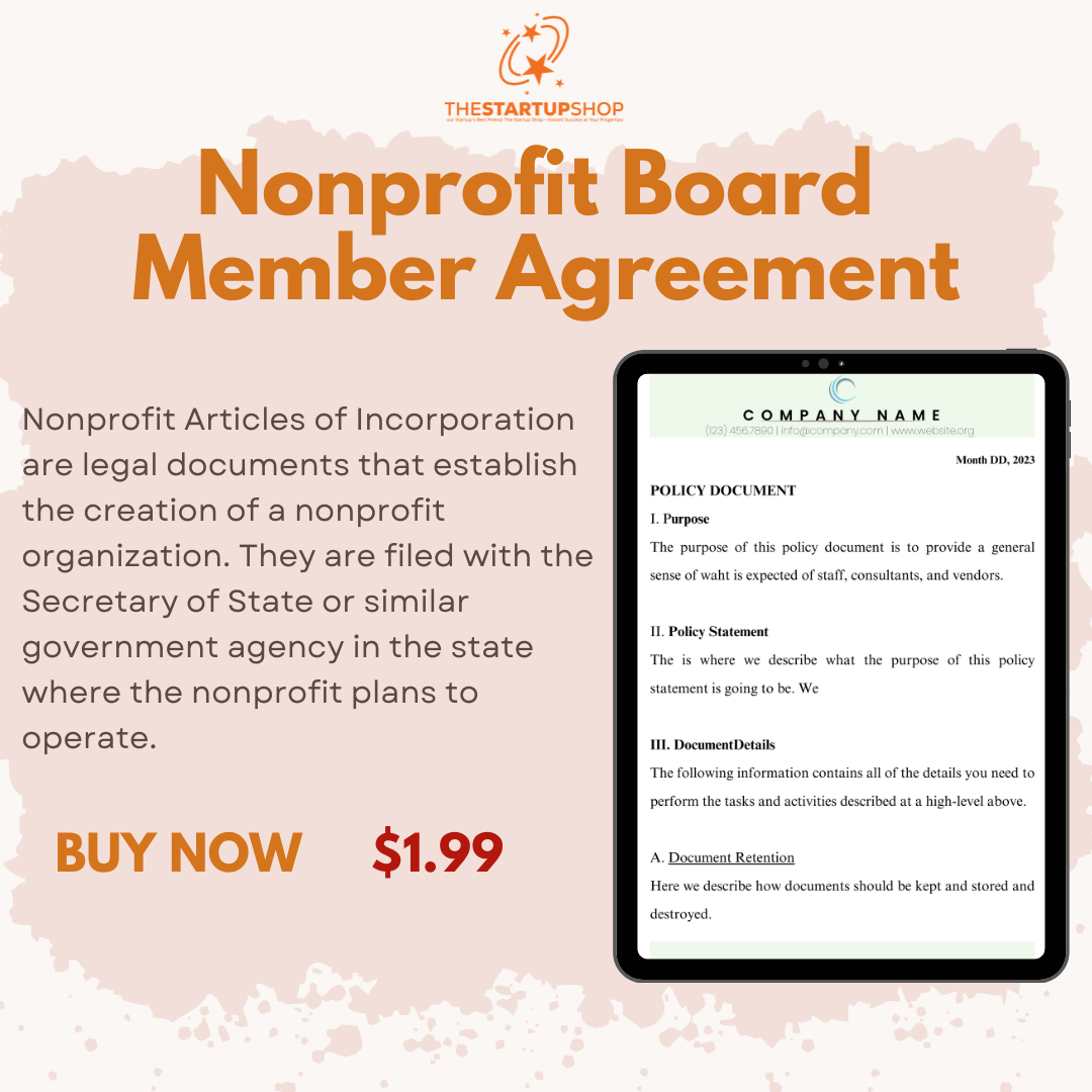 Nonprofit Board Member Agreement